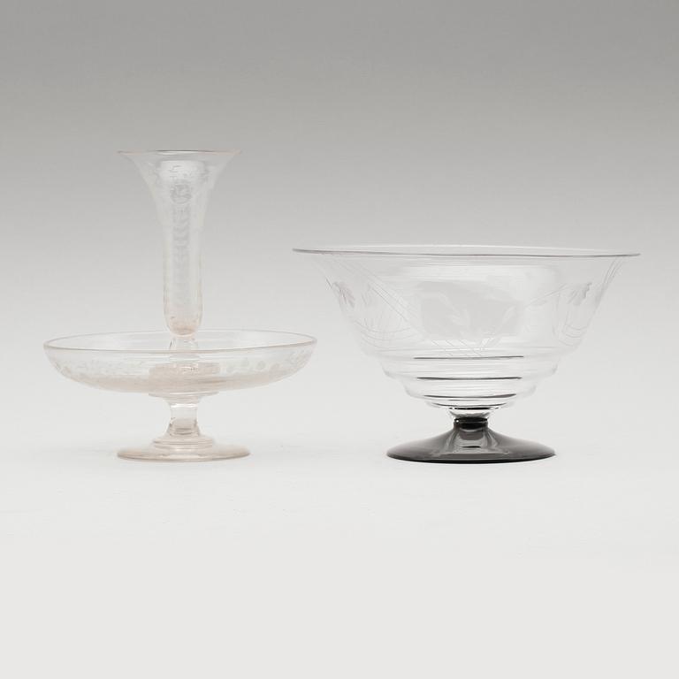 SKÅLAR, 2 st, glas, 1900-tal.