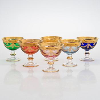 Six footed dessert bowls, Griffe Montenapoleone, Italy, last quarter of the 20th century.