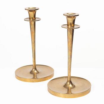 A pair of brass candlesticks, no. 51, EOS Jönköping, 20th century.
