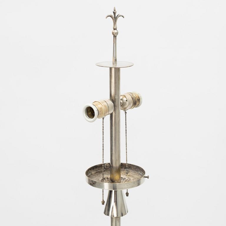 Elis Bergh, attributed to, a silver plate floor lamp, C.G. Halllberg 1920's/30's.