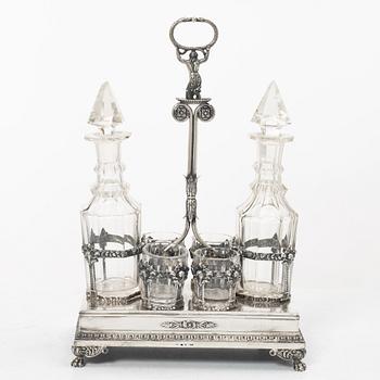 Adolf Zethelius, likörset, silver och glas, Stockholm 1821.