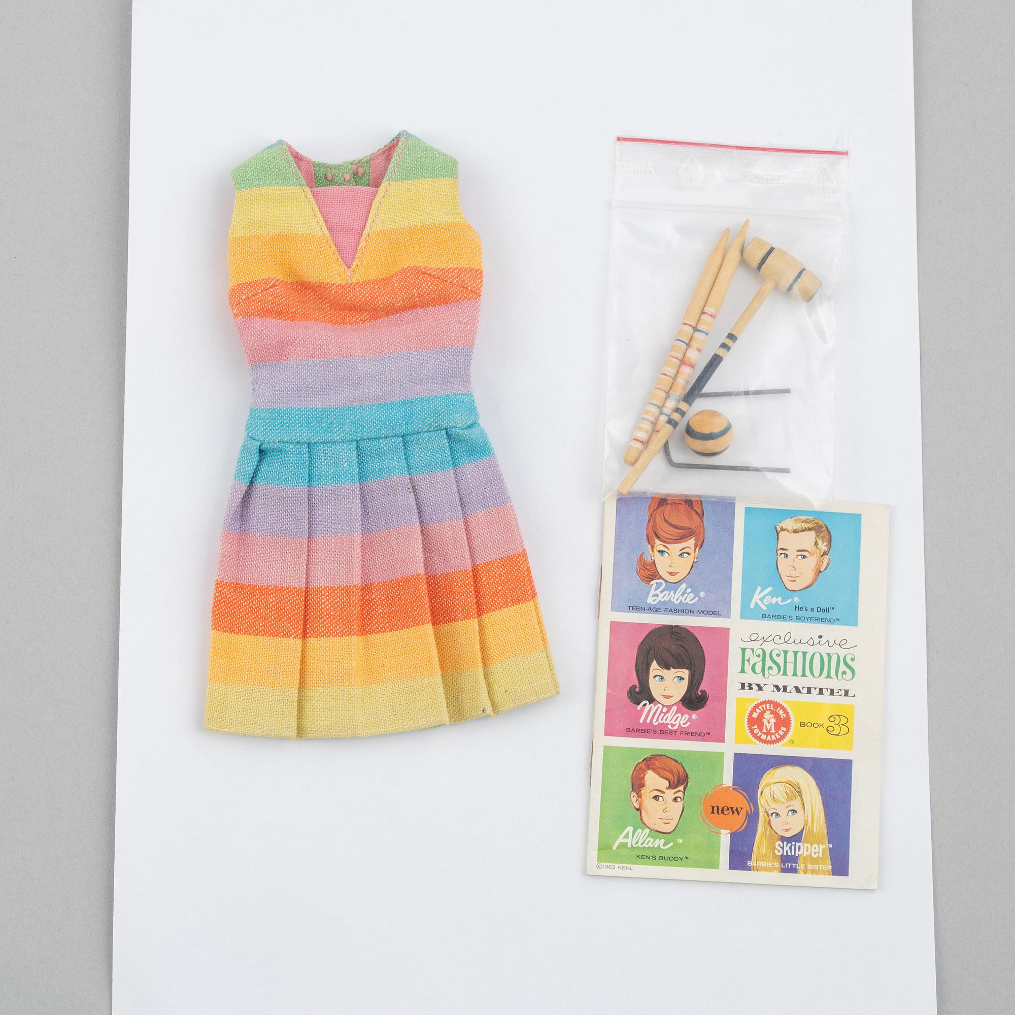 Clothing sets, Barbie, 4 pcs, including "Barbie Sleeping Pretty, 1636" & "Barbie Fun and Games, 1619", Mattel, 1960s.