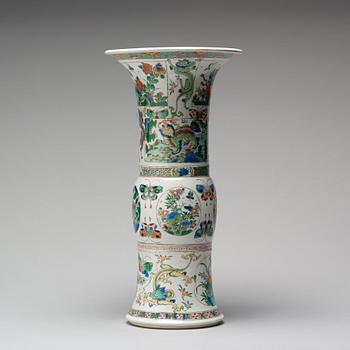 A famille verte Gu shaped vase, Qing dynasty, Kangxi (1662-1722).