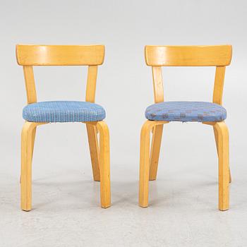 Alvar Aalto, six model 69 birch chairs, Artek, Finland.