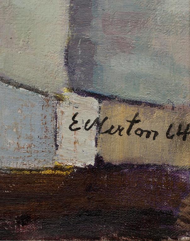 ERLING MERTON, ASETELMA, öljy kankaalle, sign. ja päiv. 1964.