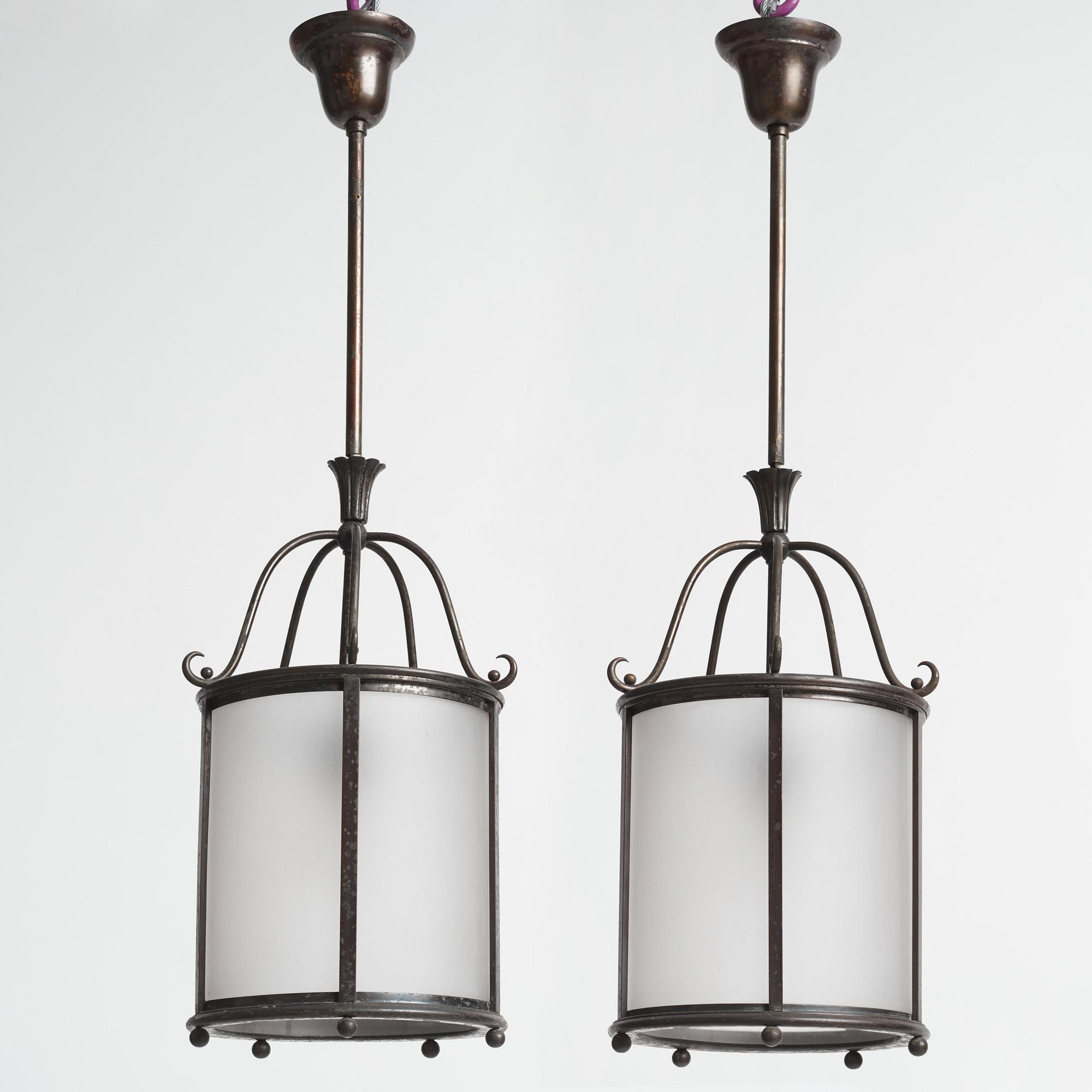 Harald Notini, a pair of ceiling lamps model "6051", Arvid Böhlmarks Lampfabrik, Stockholm, 1920s-30s.