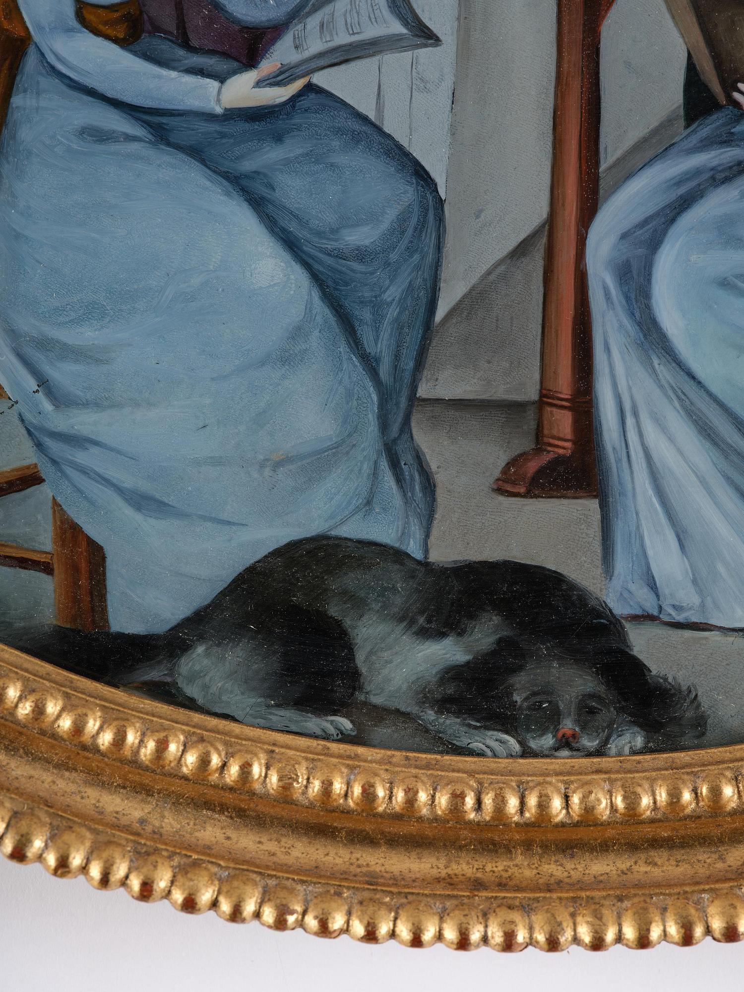 A pair of presumably English reverse-glass paintings, late 18th century.