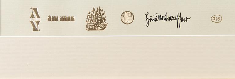 FRIEDENSREICH HUNDERTWASSER, väriserigrafia, painettu signeeraus ja päiväys 11.9.-72, numeroitu 0095/4200.