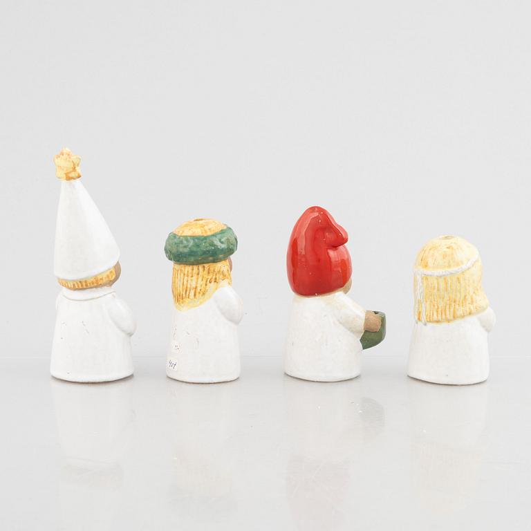 Lisa Larson, figuriner/ljusstakar, 4 st, "Advent", stengods, Gustavsberg.