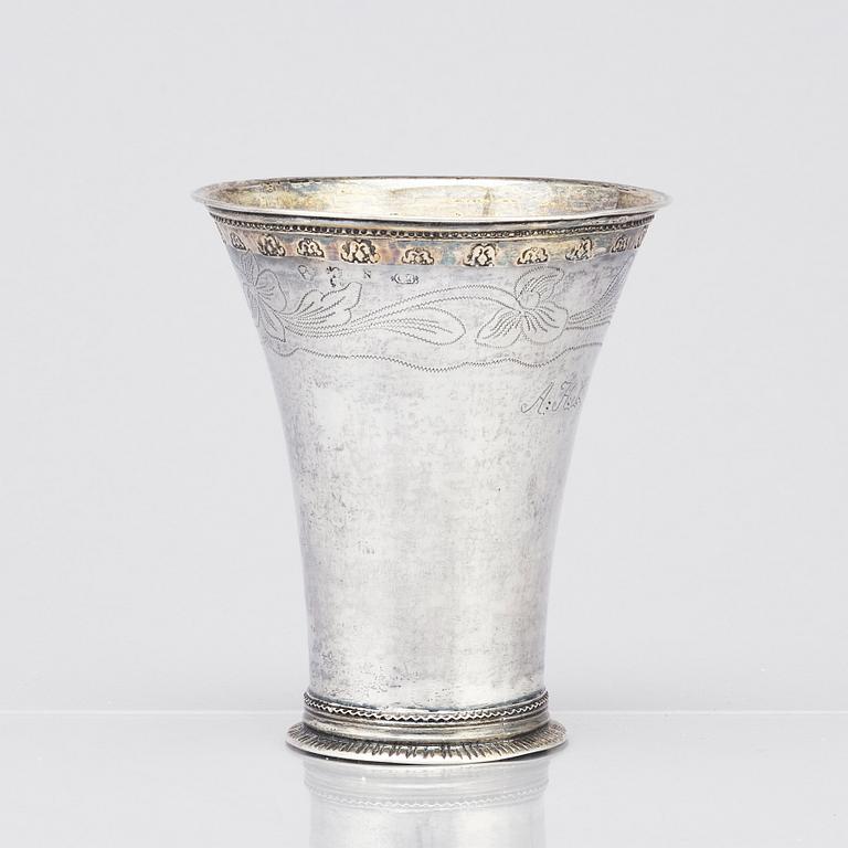 A Swedish 18th century parcel-gilt beaker, Carl Berg, Norrköping 1771, Sweden.