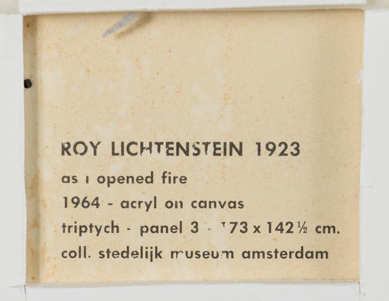 Roy Lichtenstein, jälkeen, Väriserigrafia, julisteet, 3 kpl, julkaisija Stedelijk Museum Amsterdam 1900-luvun jälkipuolisko.