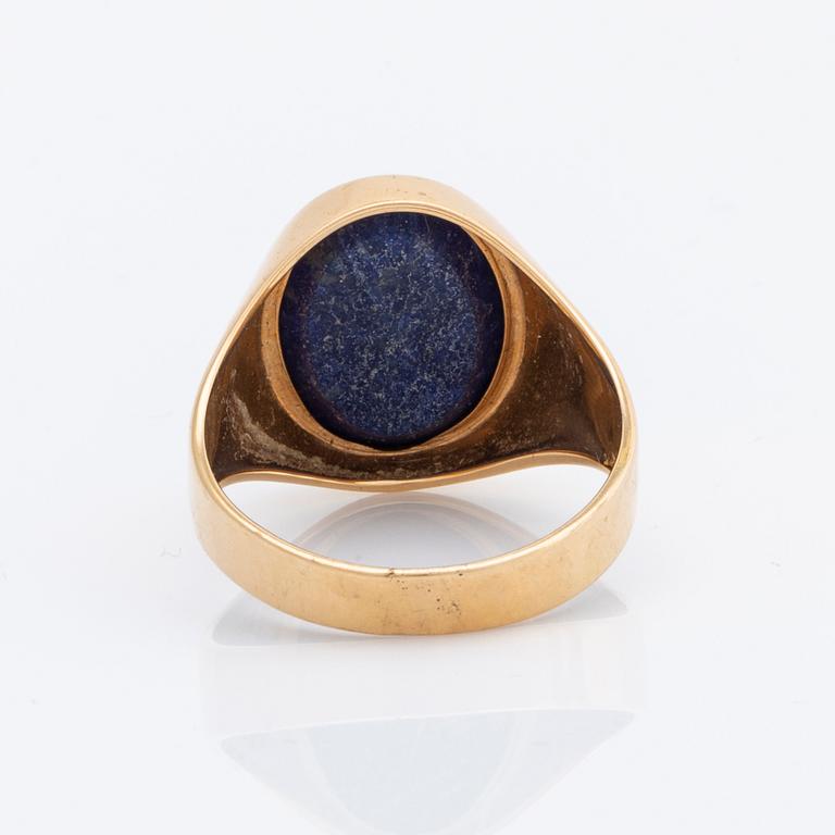 KLACKRING 18K guld m lapis lazuli ca 10 x 12 mm.