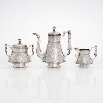 Edvard Kortman, kaffeservis, 3 delar, silver, S:t Petersburg, 1886.