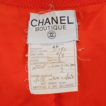 CHANEL, a orange wool jacket. French size 42.