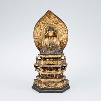 BUDDHA, trä, Japan, 1800-tal.