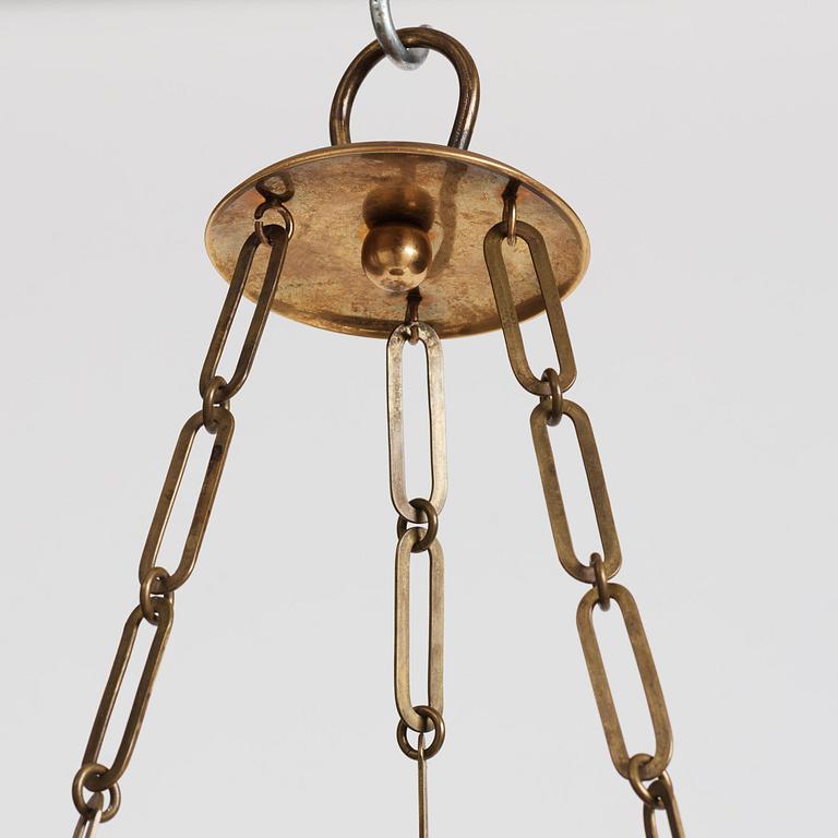 A Swedish Empire ormolu and tole six-branch chandelier, Stockholm, early 19th century.