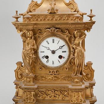 A 19th century table clock, clockwork marked "Raingo Freres, Paris".