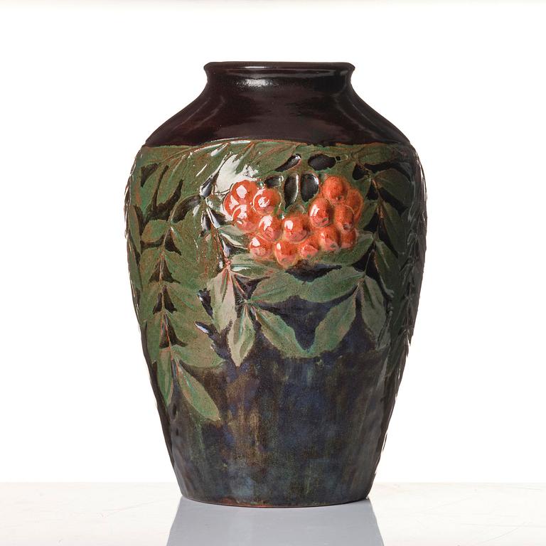 Hilma Persson-Hjelm, a glazed earthenware art nouveau vase, executed in her own studio, Arvika 1913. No 2241.