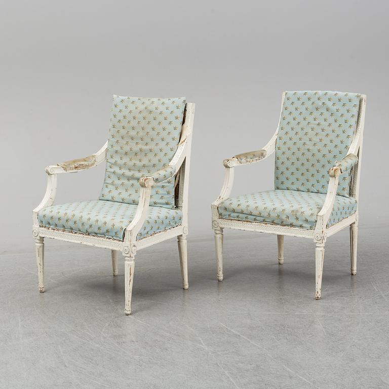 A pair of late 18th century Gustavian armchairs, Stockholm.