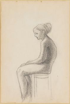HELENE SCHJERFBECK, teckning, ej signerad, utförd troligen kring 1878-1881.
