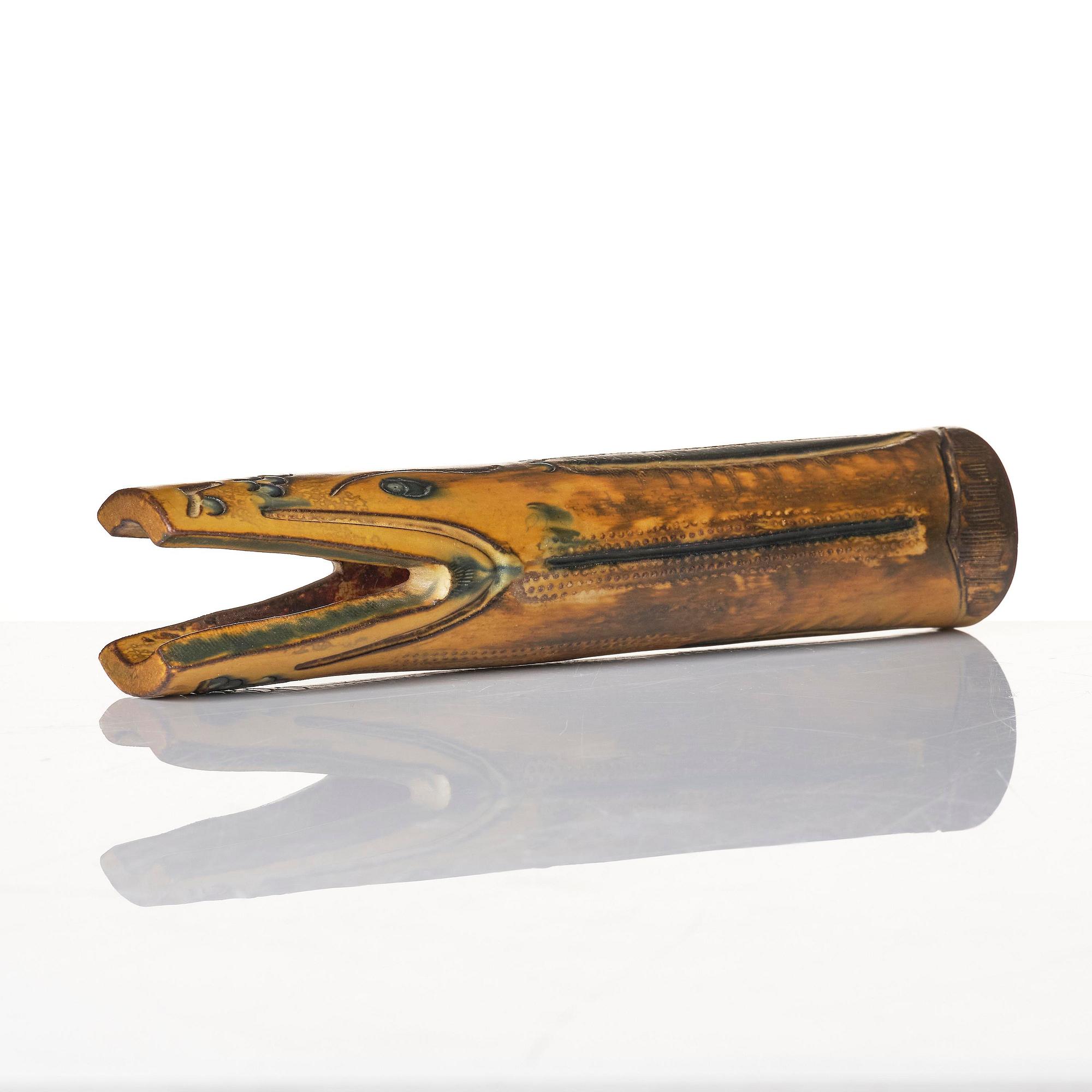 Wilhelm Kåge, a Farsta stoneware vase/sculpture in the form of a 'dragonfish', Gustavsberg Studio 1955.