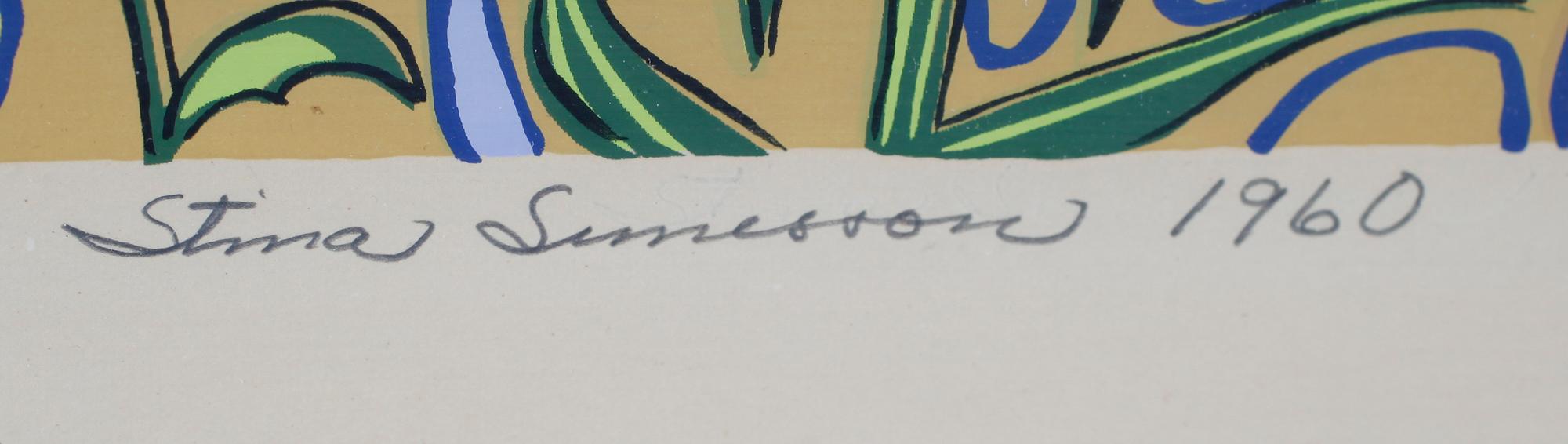 STINA SUNESSON, färglitografi, signerad, daterad 1960 och numrerad 36/350.