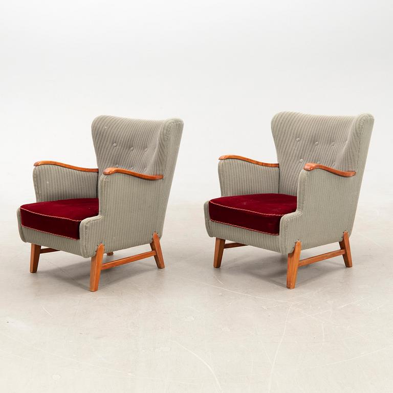 Armchairs, a pair from the 1940s/50s.