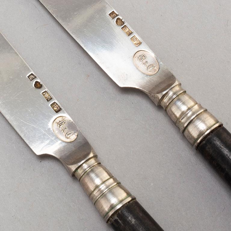 ANDERS NILSSON, 12 silver fruit knives, Lund 1904-5.