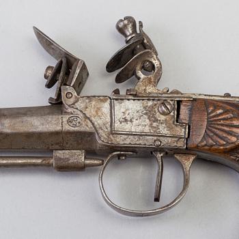 A Belgian flintlock pistol circa 1800.