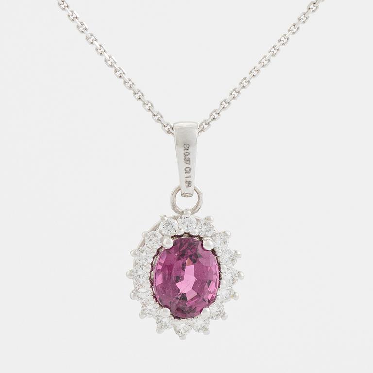 Garnet and brilliant cut diamond necklace.