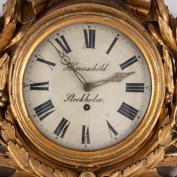 A Swedish gustavian 18th century wall clock by J. Hovenschöld.