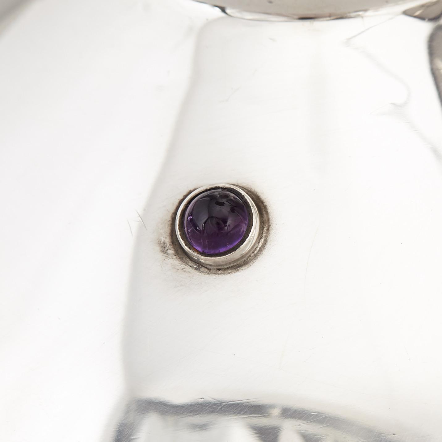 TAGE GÖTHLIN, a apir of silver and amethyst candlesticks, Tesi, Gothenburg 1960-61.