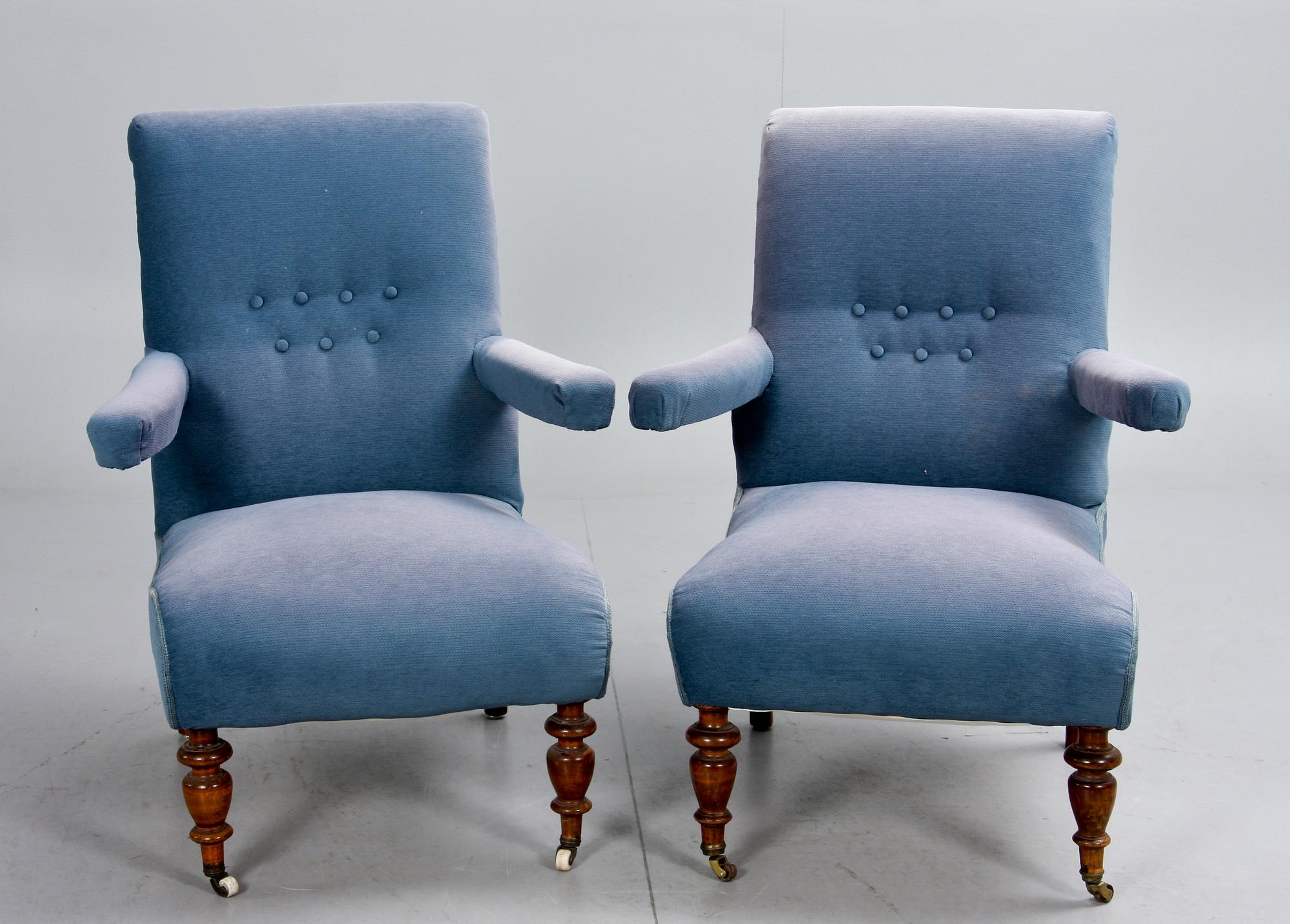 FÅTÖLJER, ett par, oskarianska, 1800/1900-tal.