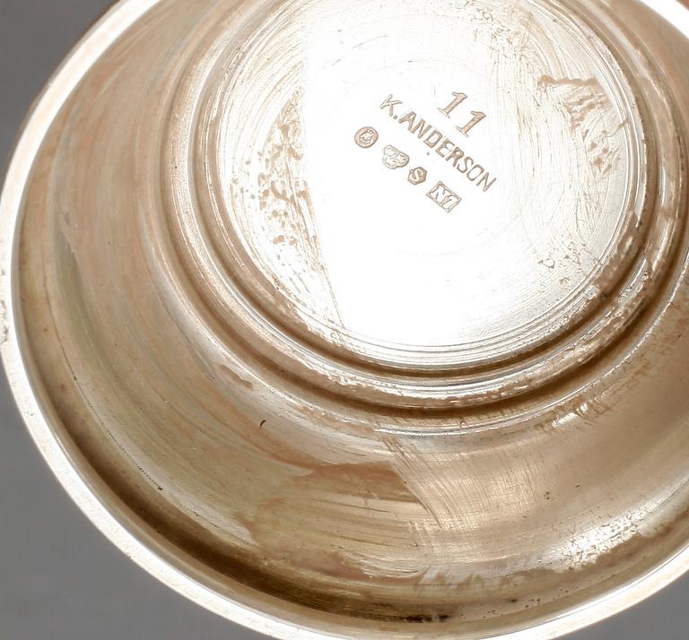 PARTI SILVER, 25 delar, bland annat K Andersson, Stockholm, 1915, total vikt ca 2258g.