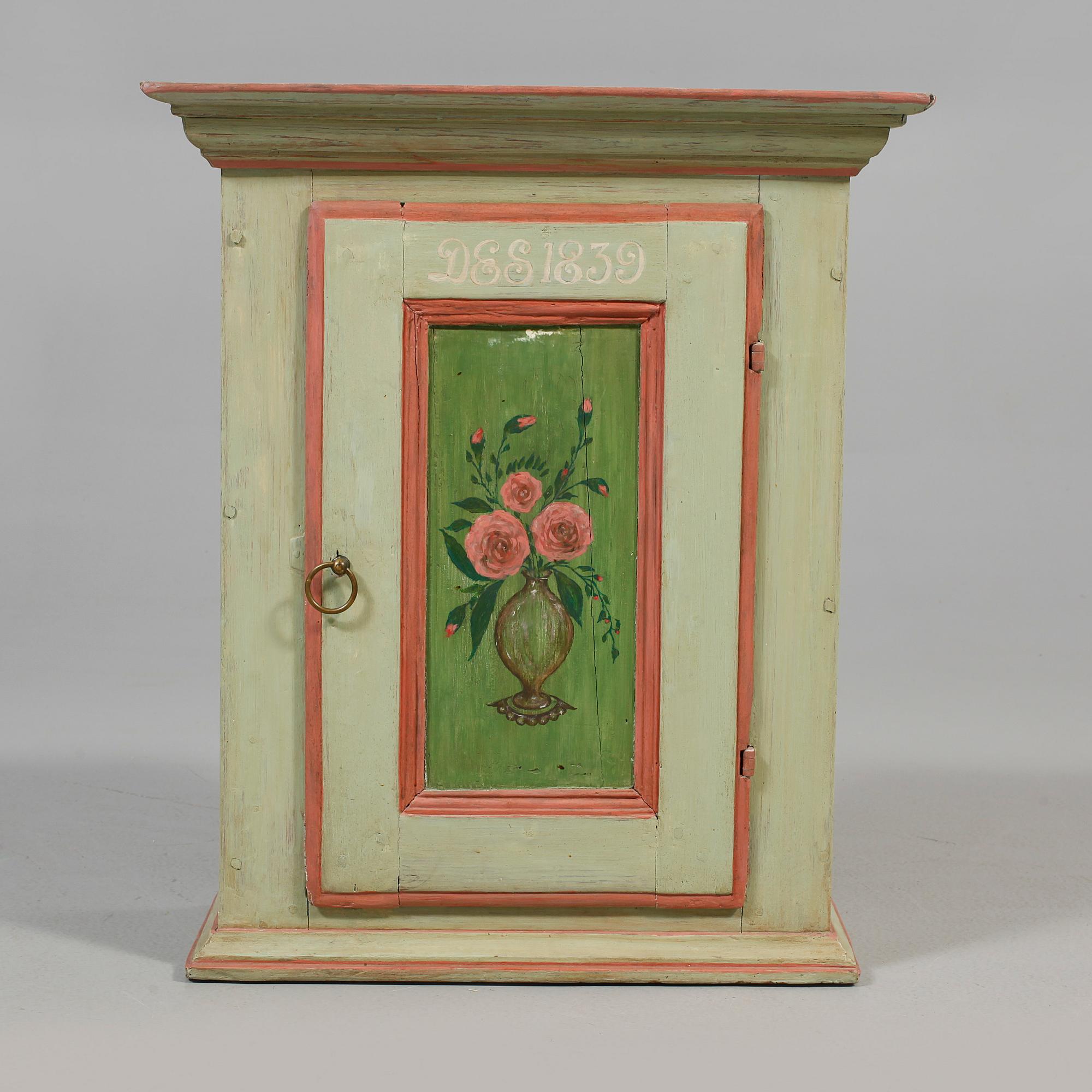 VÄGGSKÅP, allmoge, daterad 1839.