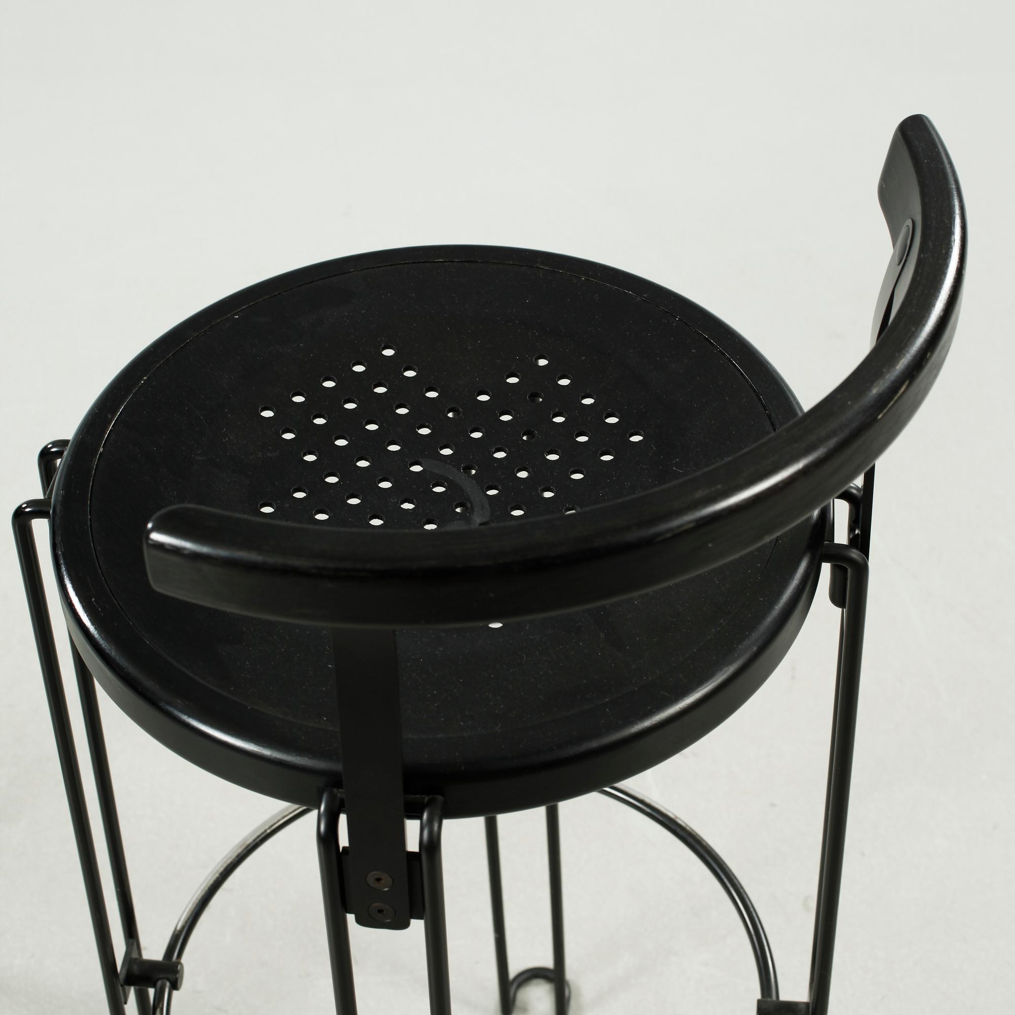 Four "B4-82" bar stools from the Oblado series, designed by Börje Lindau for Blå Station, late 20th century.