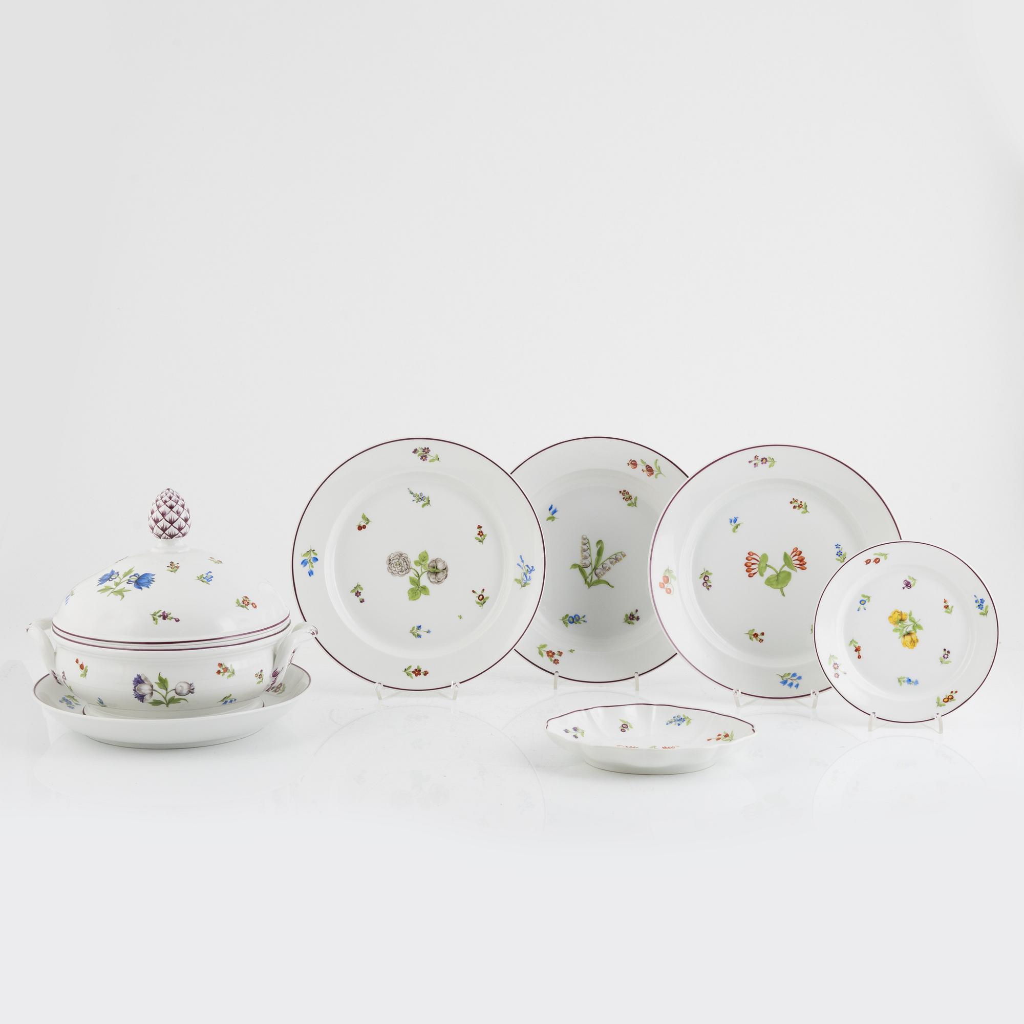 A 92-piece porcelain dinner service, Nymphenburg, Germany.