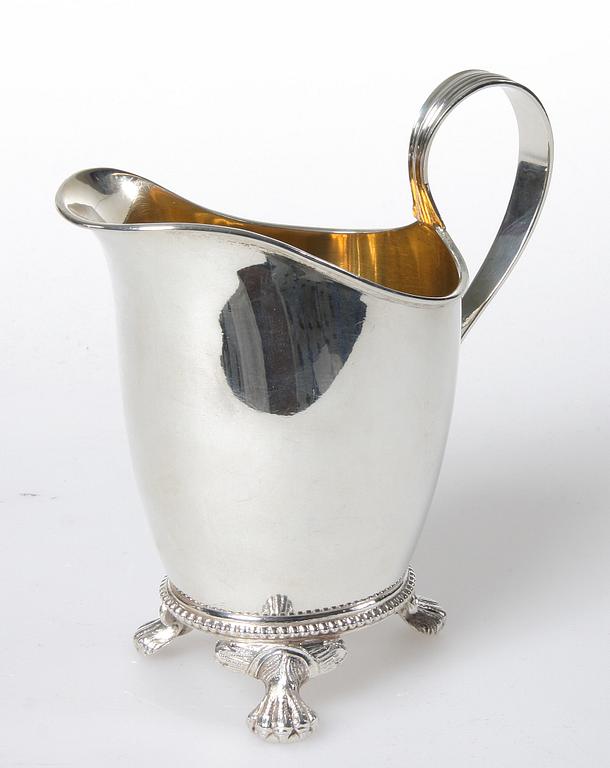 KAFFESERVIS, 3 delar, silver, delvis Carl Fredrik Hallengren, Malmö, 1917. Ca 1380 g.