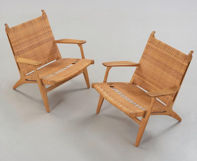 Hans J. Wegner, a pair of 'CH-27' easy chairs, CM Madsen Odense, Denmark, 1950-60's.