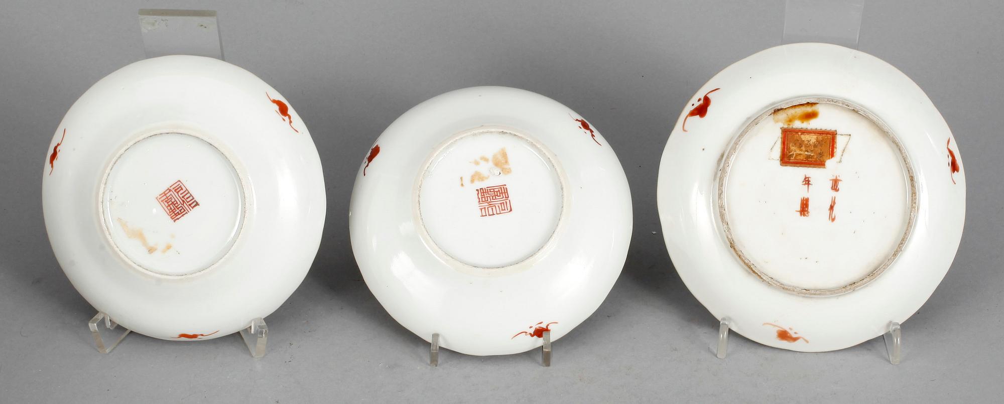 FAT SAMT TALLRIKAR, 7 st, porslin, Kina 1800-1900-tal.