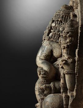 A stone figure of Ganesha, India, Karnataka, Hoysala period, 11/12th Century.