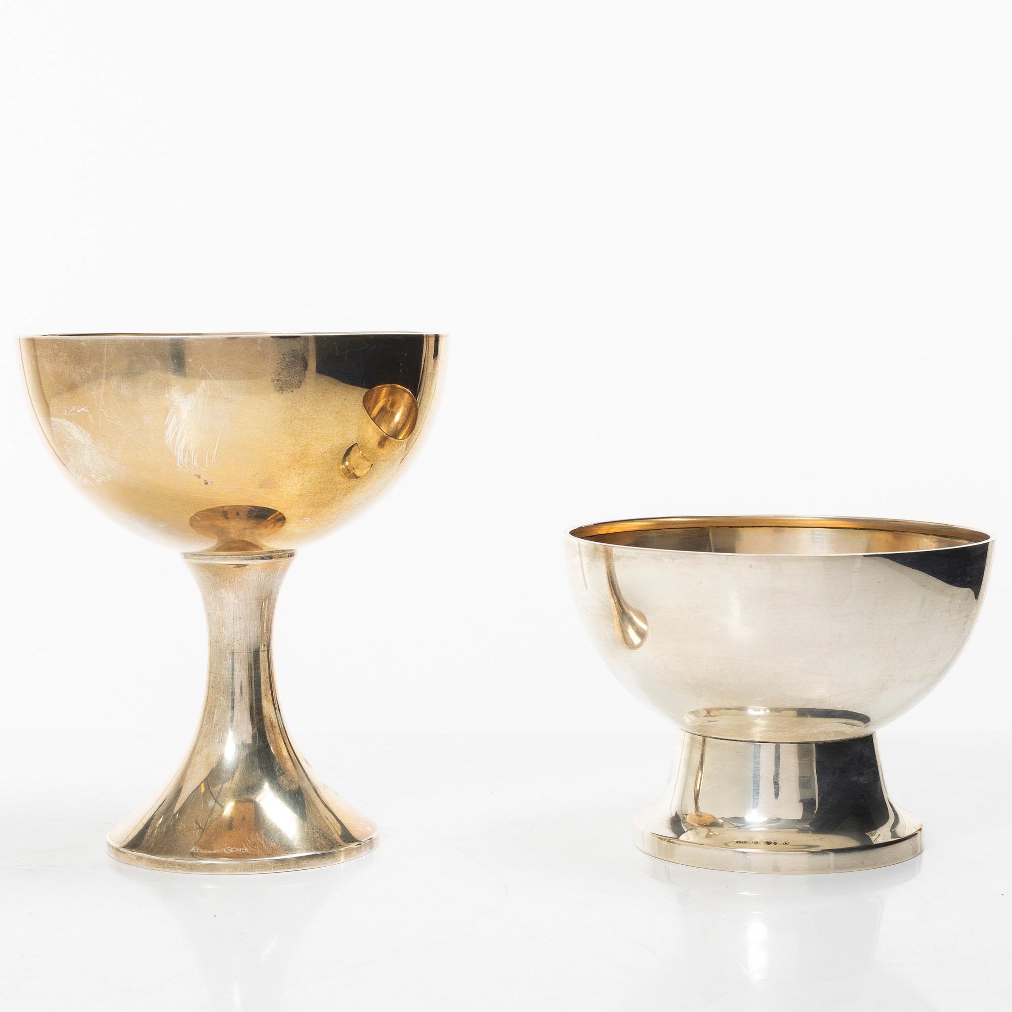 Markströms Guldsmeds Ab, Bowl on foot, 2 pcs, silver, Uppsala 1921-1923.