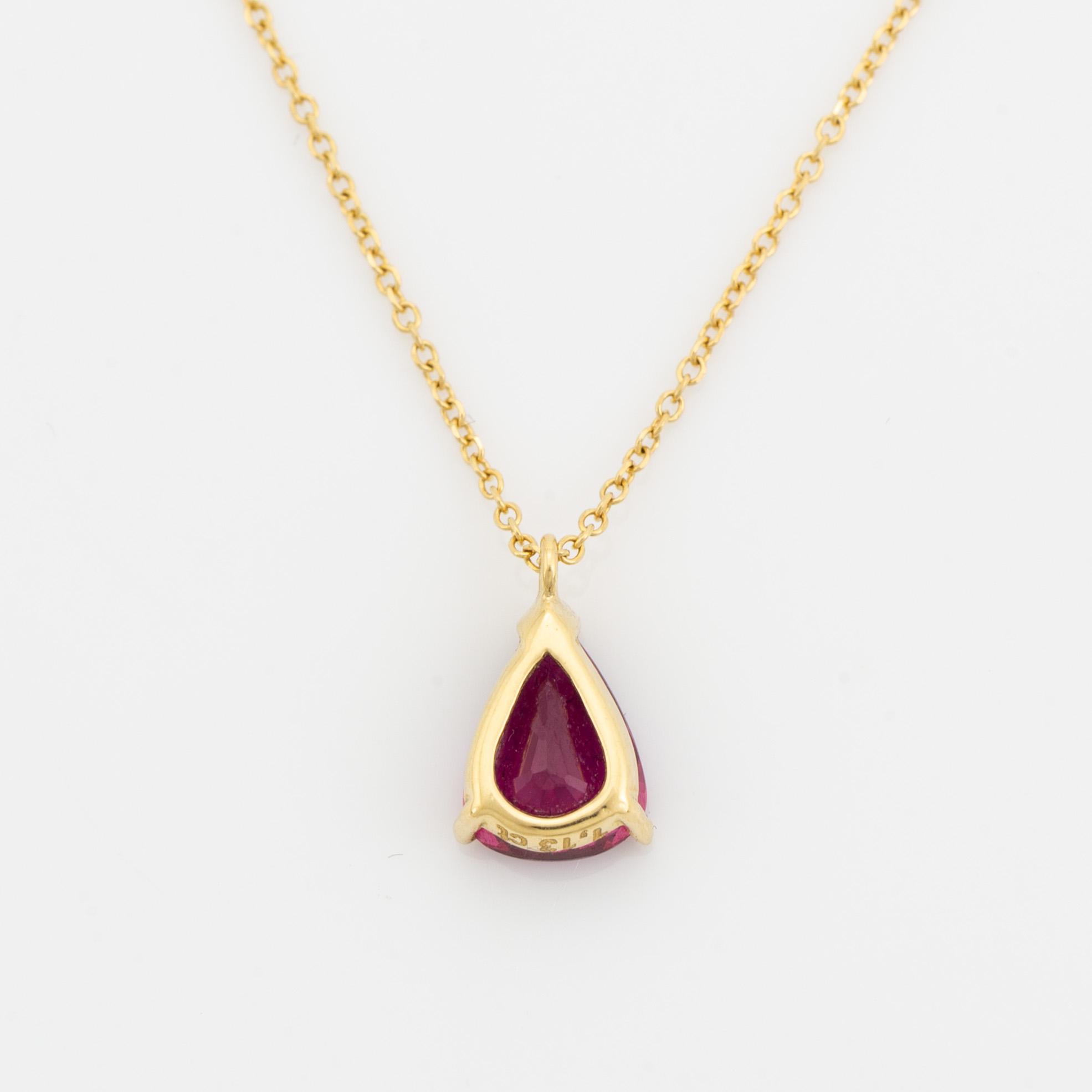 Pear shaped ruby necklace.