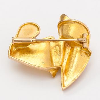 Björn Weckström, A 14K gold and platinum brooch "Lotus". Lapponia 1987.