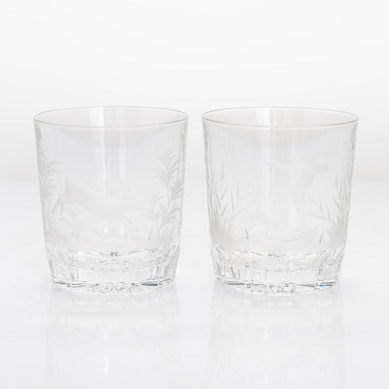Drinking glasses, 21 pcs, with animal motifs, possibly Germany, late 20th century.