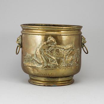 A 19th century brass flower pot.