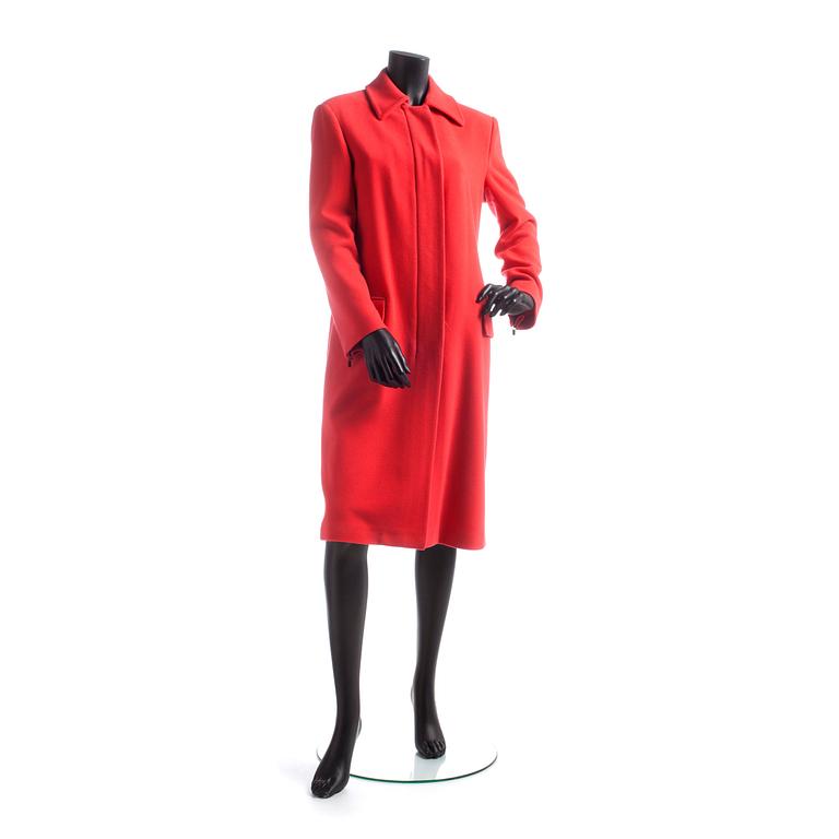 GIORGIO ARMANI, a red cashmere coat.