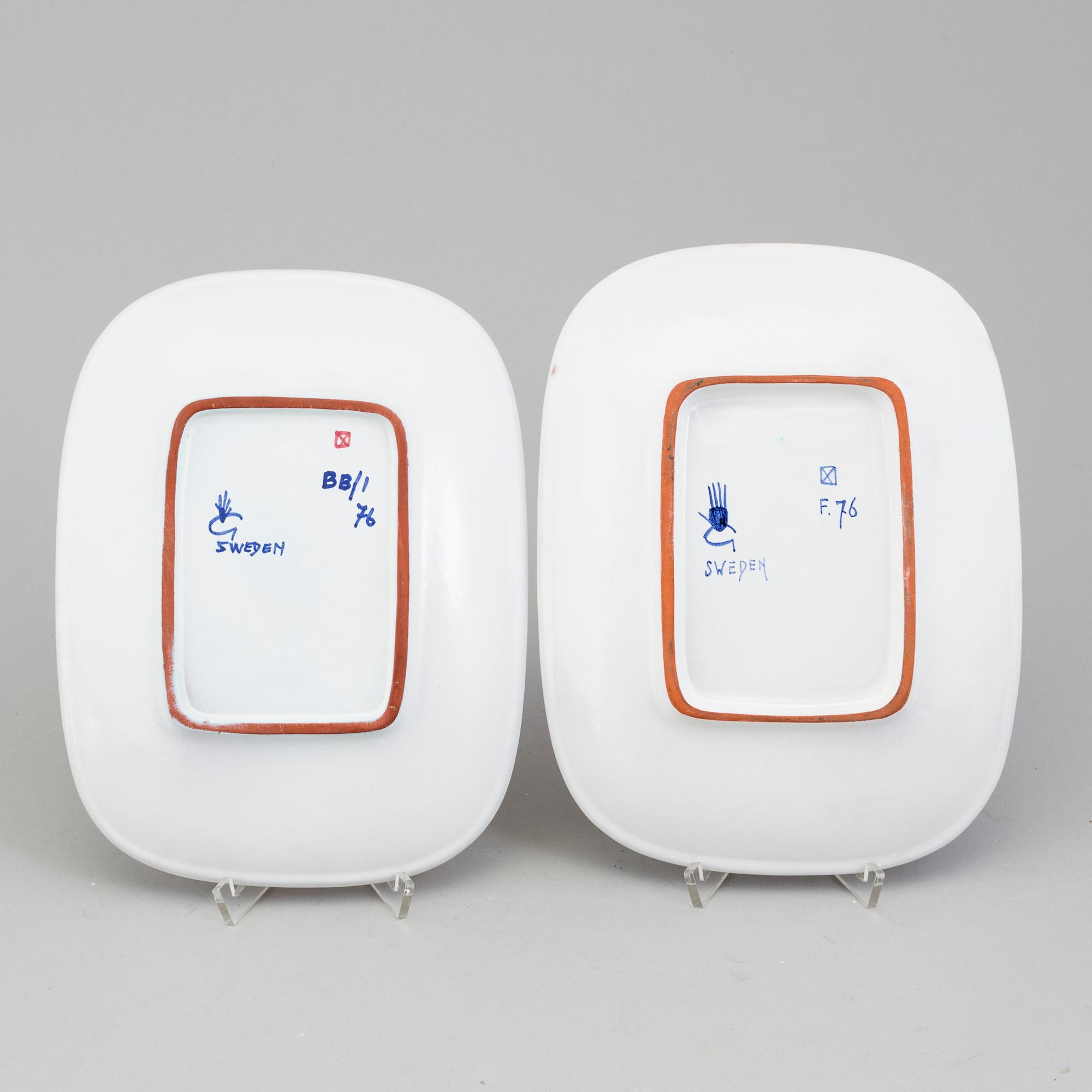 STIG LINDBERG, skålar och fat, 5 st, fajans, Gustavsberg studio 1950-tal.