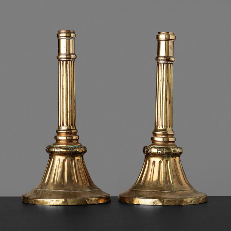 A pair of Gustavian late 18th century candlesticks.