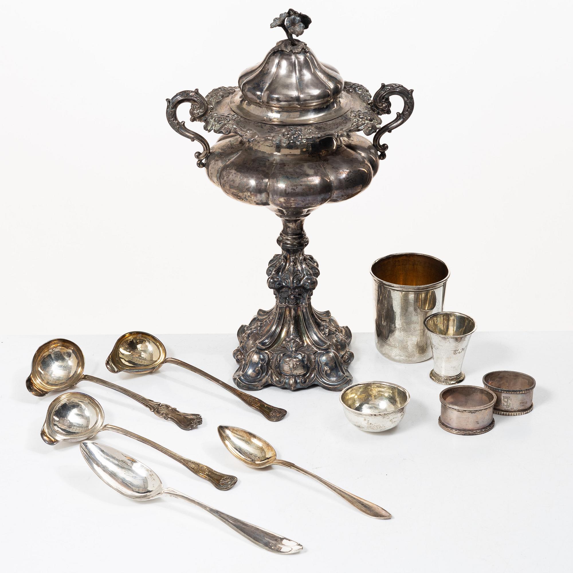 Silver, 10 pieces, Sweden, including a spoon by Gustaf Georg Rehnberg, Norrköping 1811.